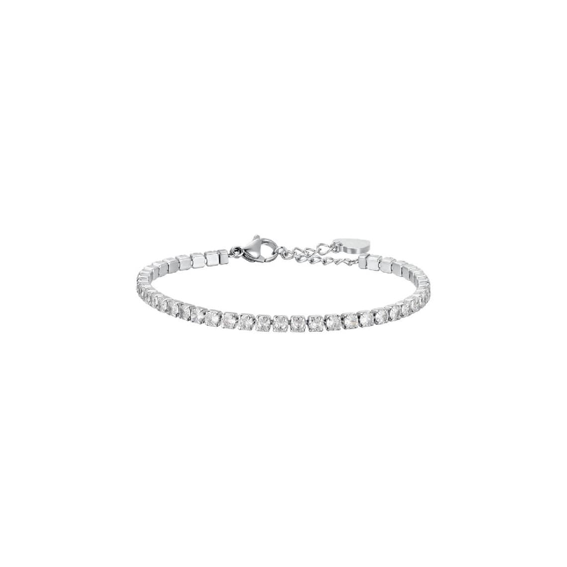 LUCA BARRA BRACCIALE TENNIS DONNA IN ACCIAIO CON CRISTALLI BIANCHI