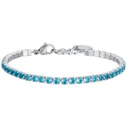 LUCA BARRA BRACCIALE TENNIS DONNA IN ACCIAIO CON CRISTALLI AZZURRI