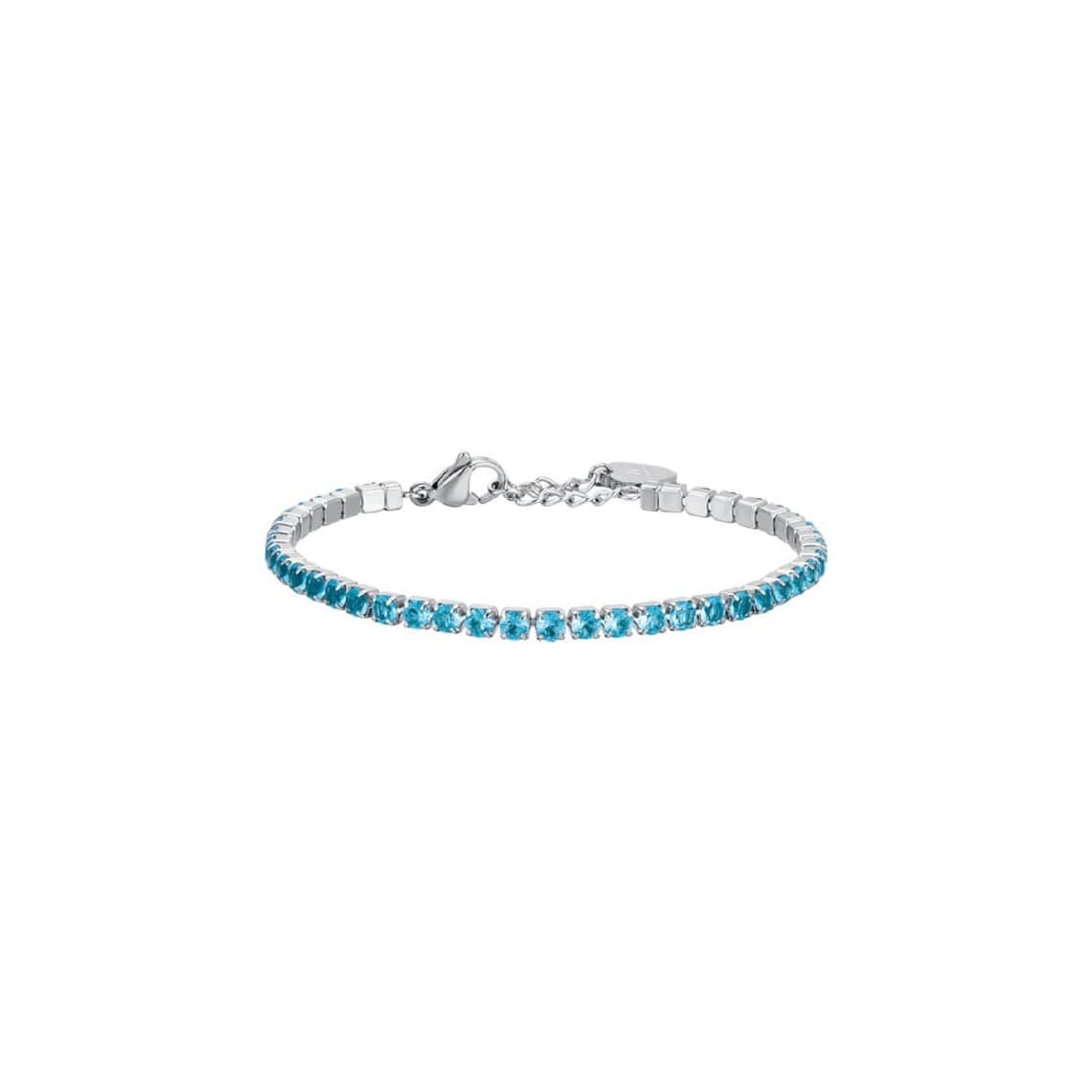 LUCA BARRA BRACCIALE TENNIS DONNA IN ACCIAIO CON CRISTALLI AZZURRI