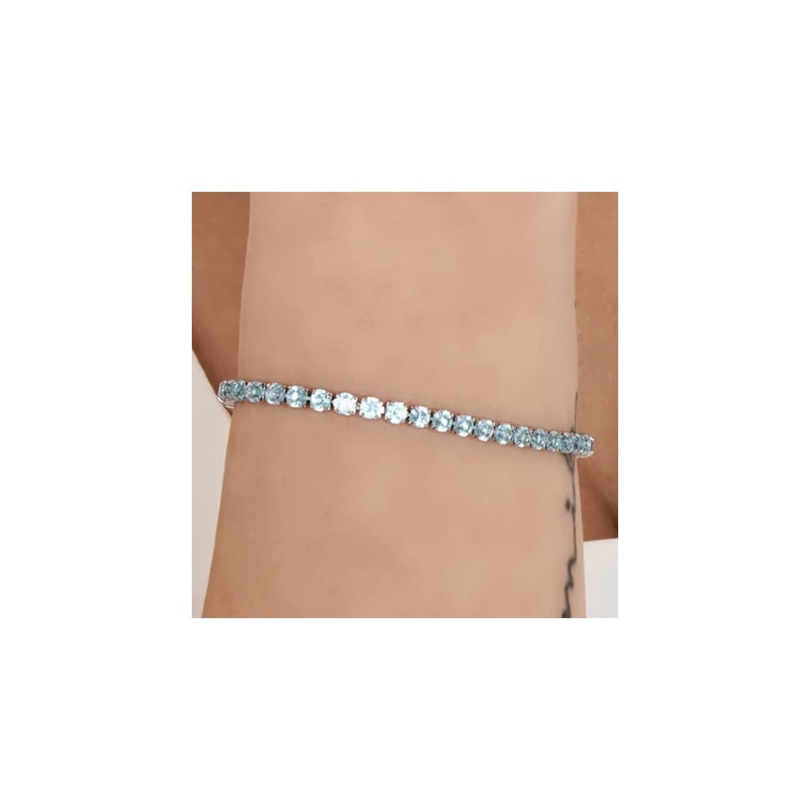 BRACCIALE TENNIS DONNA IN ACCIAIO CON CRISTALLI AZZURRI