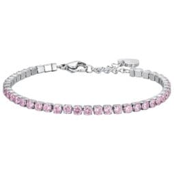 LUCA BARRA BRACCIALE TENNIS DONNA IN ACCIAIO CON CRISTALLI ROSA