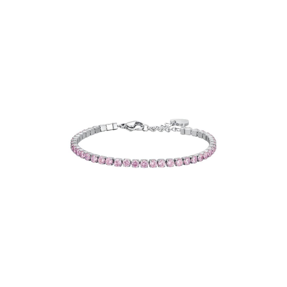 LUCA BARRA BRACCIALE TENNIS DONNA IN ACCIAIO CON CRISTALLI ROSA