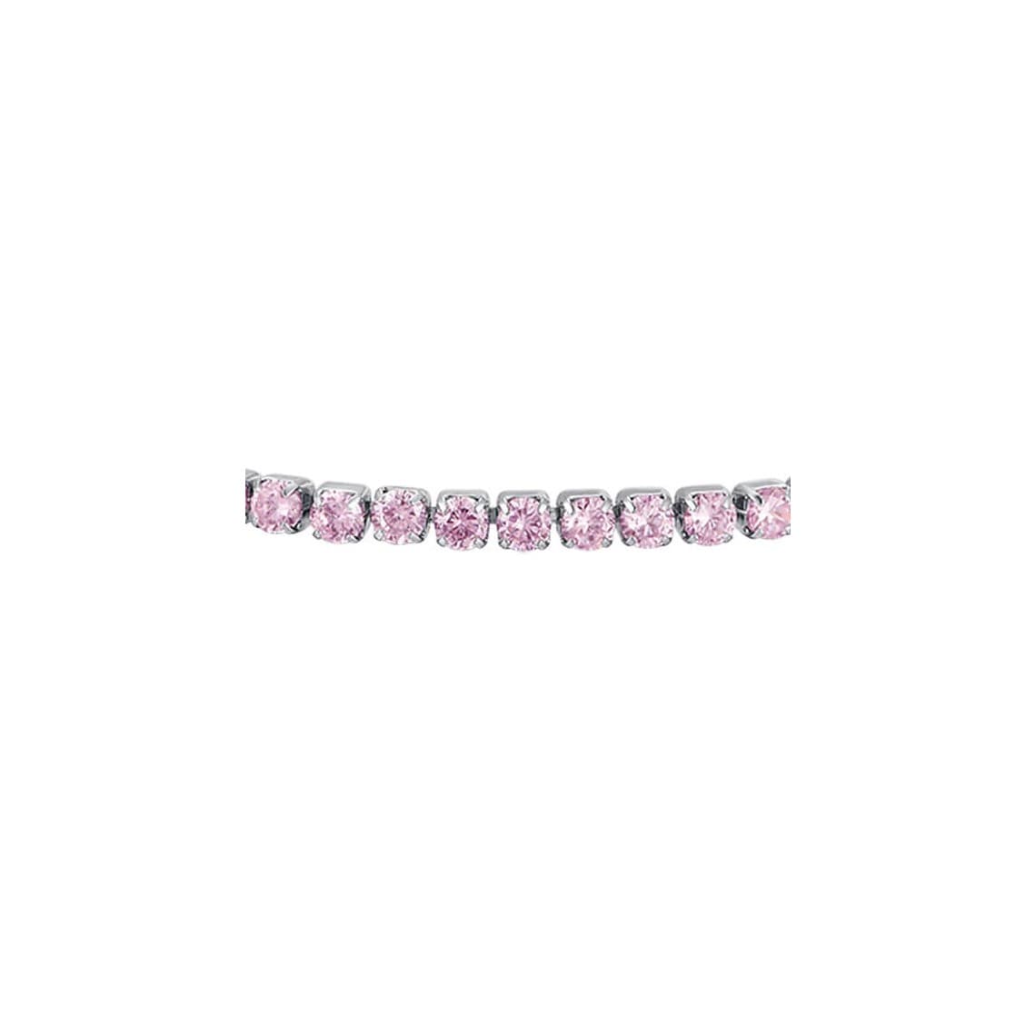 BRACCIALE TENNIS DONNA IN ACCIAIO CON CRISTALLI ROSA