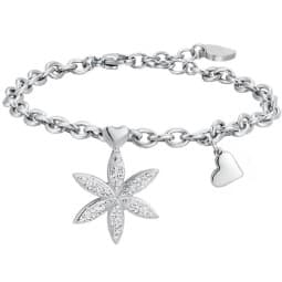 LUCA BARRA BRACCIALE DONNA IN ACCIAIO CON FIORE DELLA VITA CON CRISTALLI BIANCHI