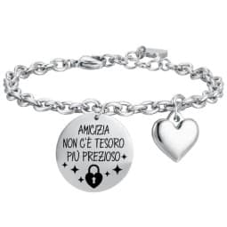 LUCA BARRA BRACCIALE DONNA IN ACCIAIO AMICIZIA NON C'E' TESORO PIù PREZIOSO