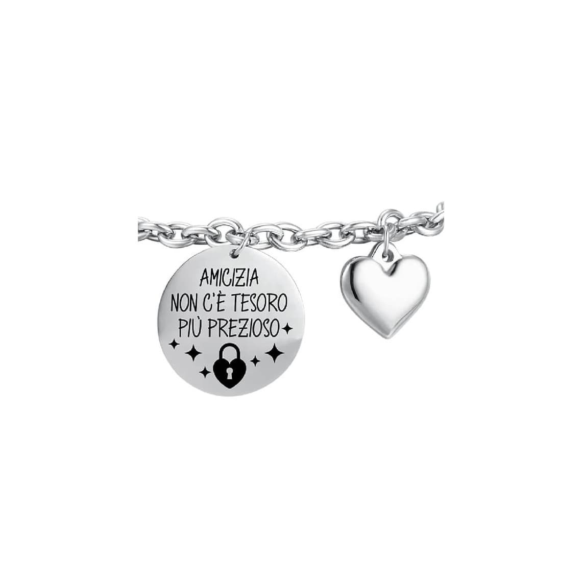 BRACCIALE DONNA IN ACCIAIO AMICIZIA NON C'E' TESORO PIù PREZIOSO