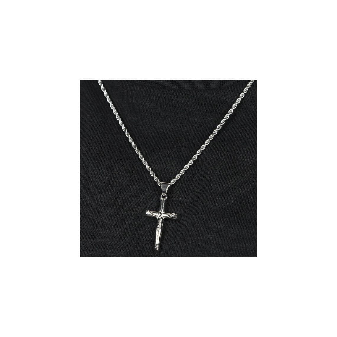 COLLANA UOMO IN ACCIAIO CON CROCIFISSO