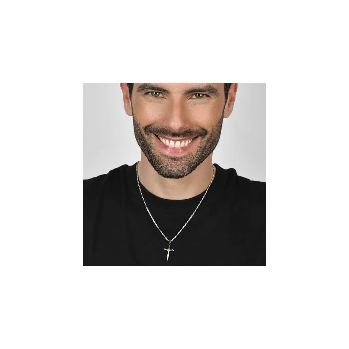 COLLANA UOMO IN ACCIAIO CON CROCIFISSO