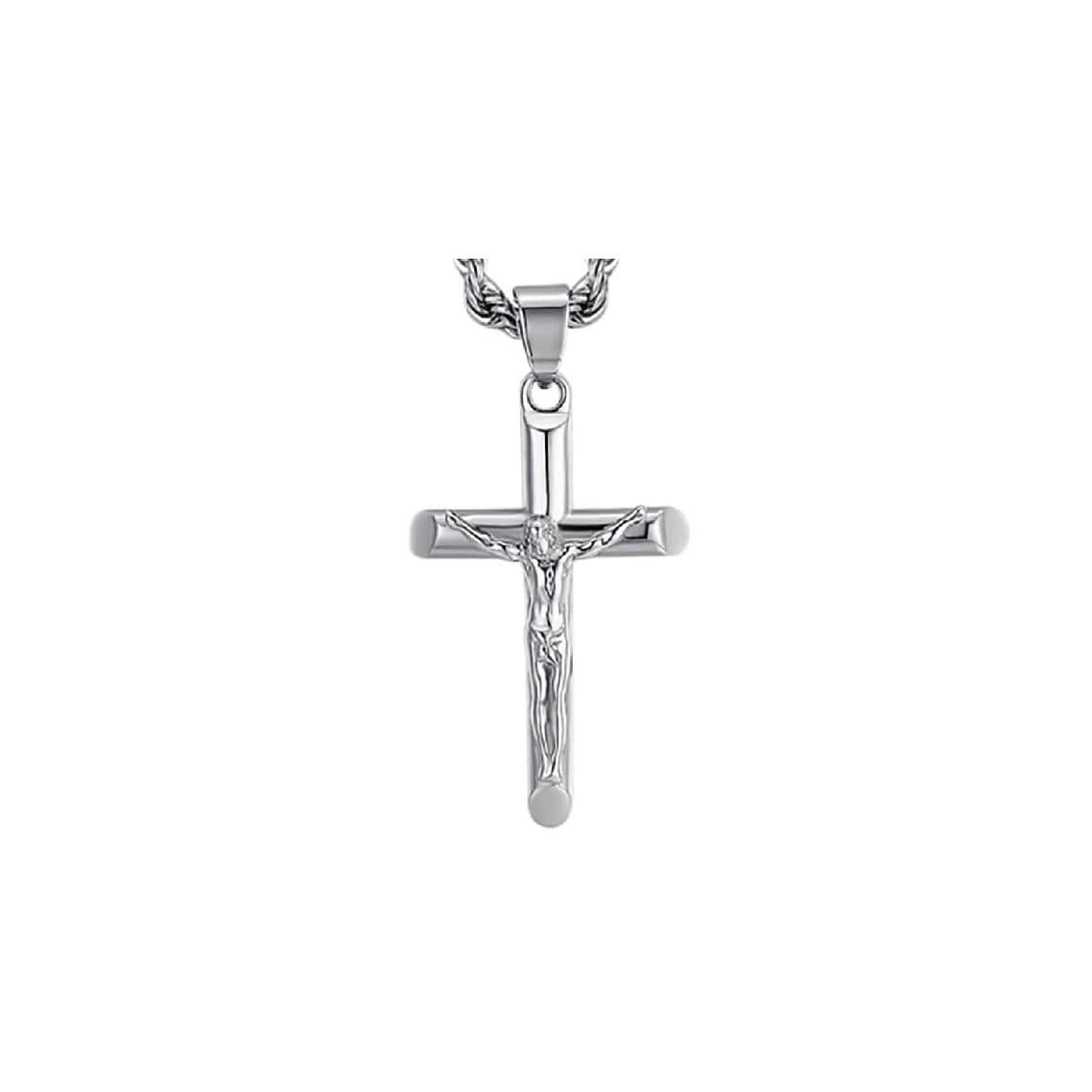COLLANA UOMO IN ACCIAIO CON CROCIFISSO