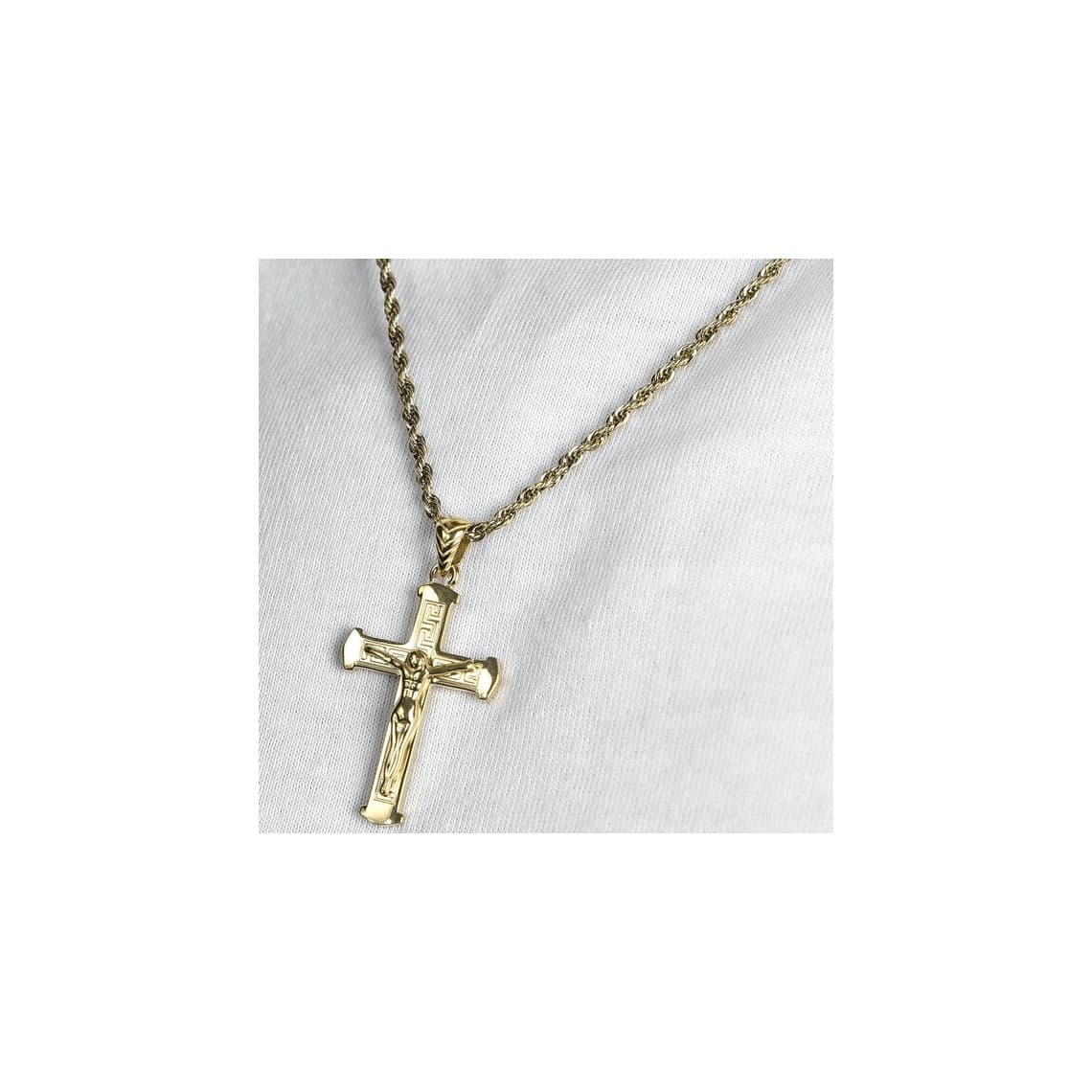 COLLANA UOMO IN ACCIAIO IP GOLD CON CROCEFISSO
