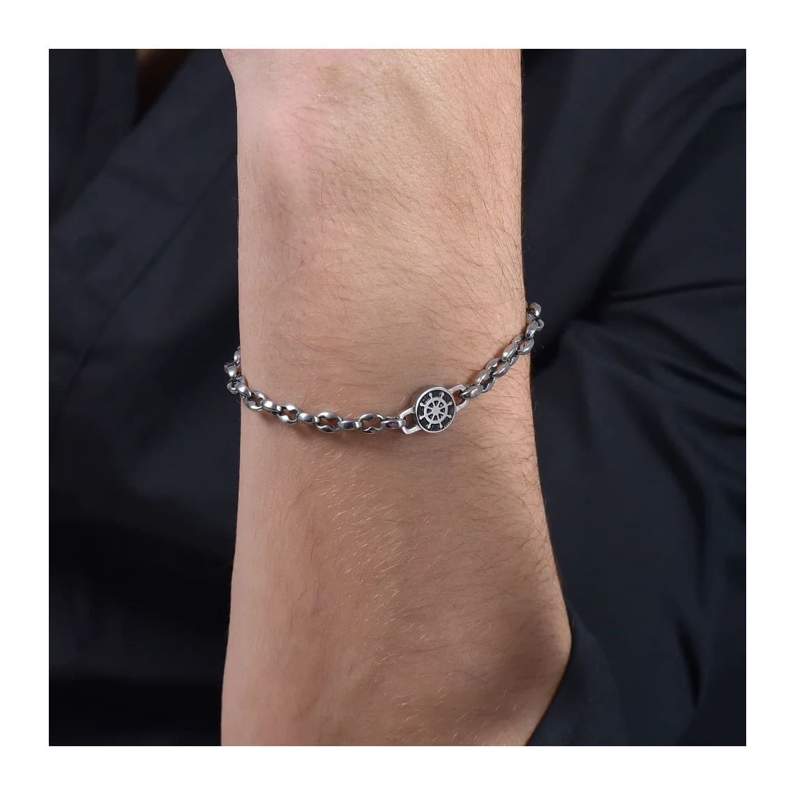 BRACCIALE UOMO IN ACCIAIO CON TIMONE