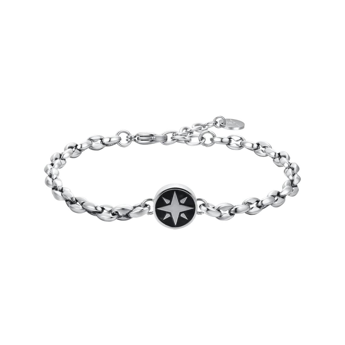 LUCA BARRA BRACCIALE UOMO IN ACCIAIO CON ROSA DEI VENTI