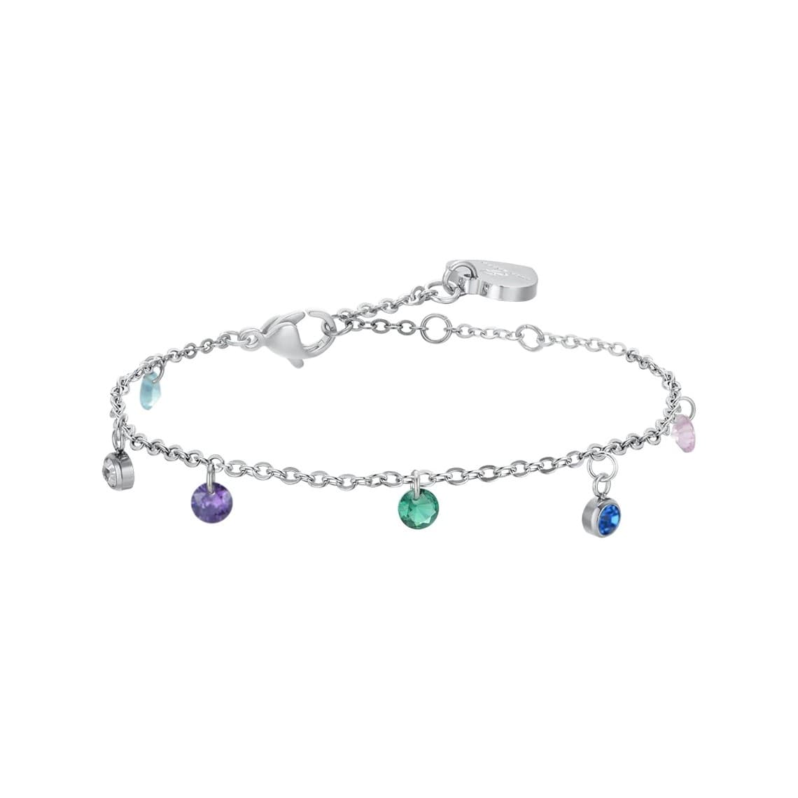 LUCA BARRA BRACCIALE DONNA IN ACCIAIO CRISTALLI MULTICOLOR