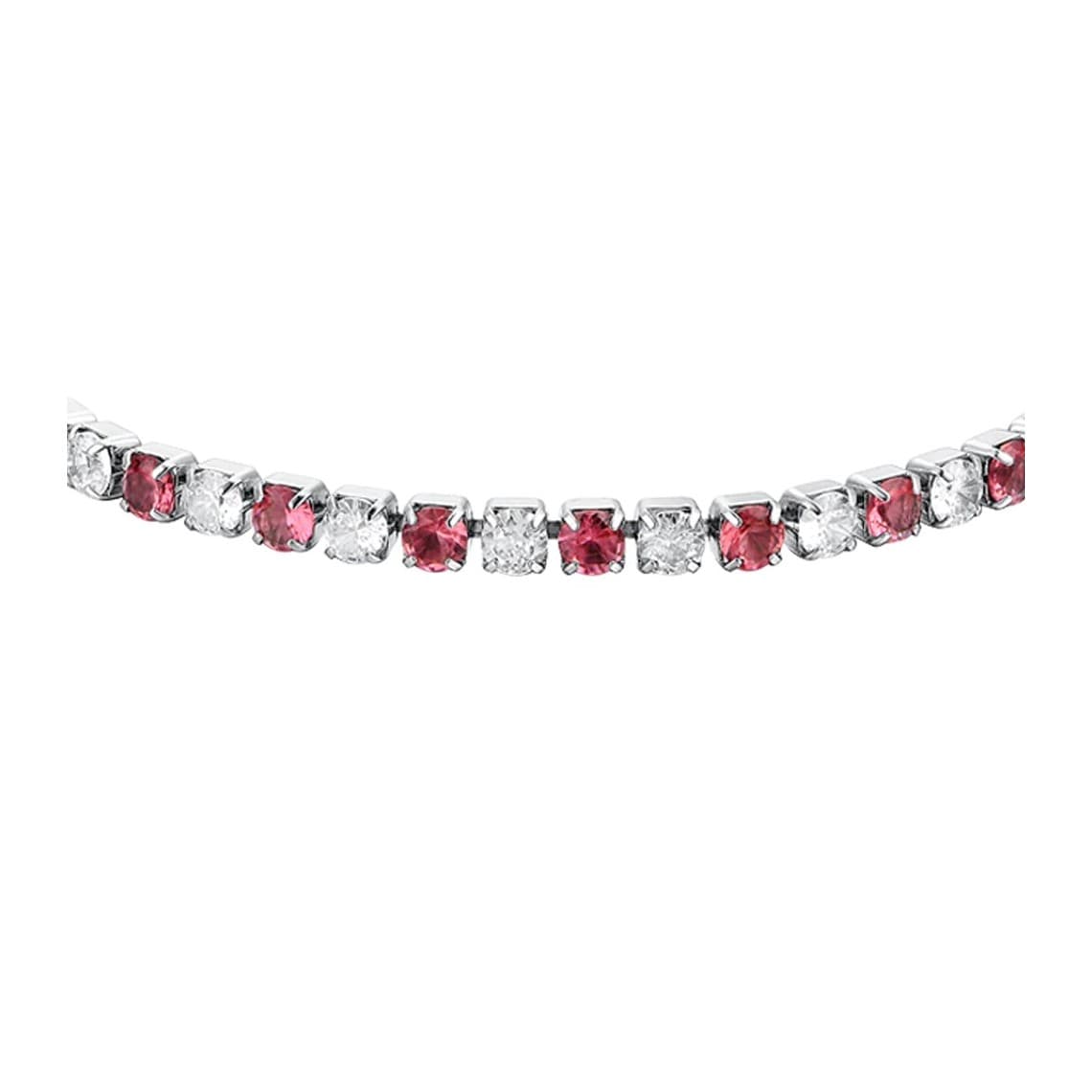 BRACCIALE TENNIS DONNA CRISTALLI ROSSI E BIANCHI