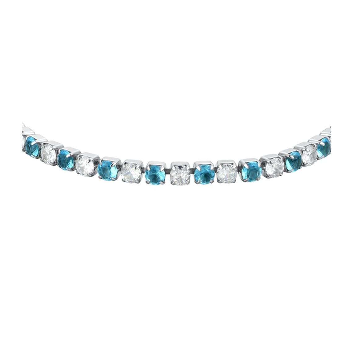 BRACCIALE TENNIS DONNA CRISTALLI AZZURRI E BIANCHI