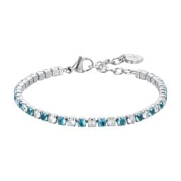 LUCA BARRA BRACCIALE TENNIS DONNA CRISTALLI AZZURRI E BIANCHI