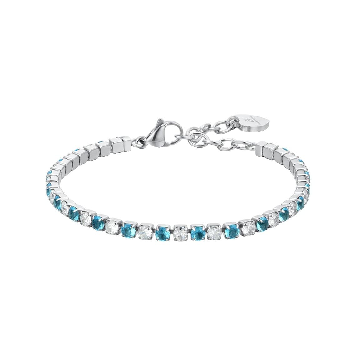 LUCA BARRA BRACCIALE TENNIS DONNA CRISTALLI AZZURRI E BIANCHI