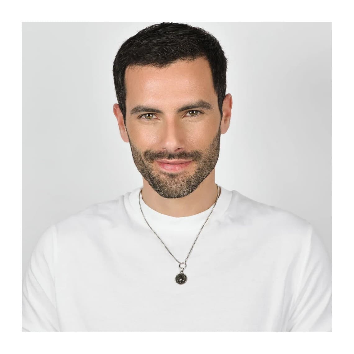 COLLANA UOMO IN ACCIAIO CON PIASTRA CON ANCORA E CUORE CON SMALTO NERO