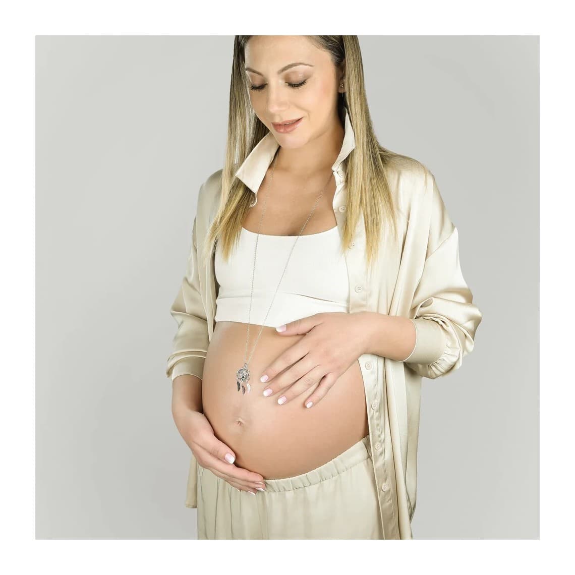 COLLANA DONNA IN ACCIAIO CON ACCHIAPPASOGNI CON CRISTALLI BIANCHI