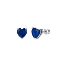 LUCA BARRA ORECCHINI DONNA IN ACCIAIO CON CUORI CRISTALLI BLU