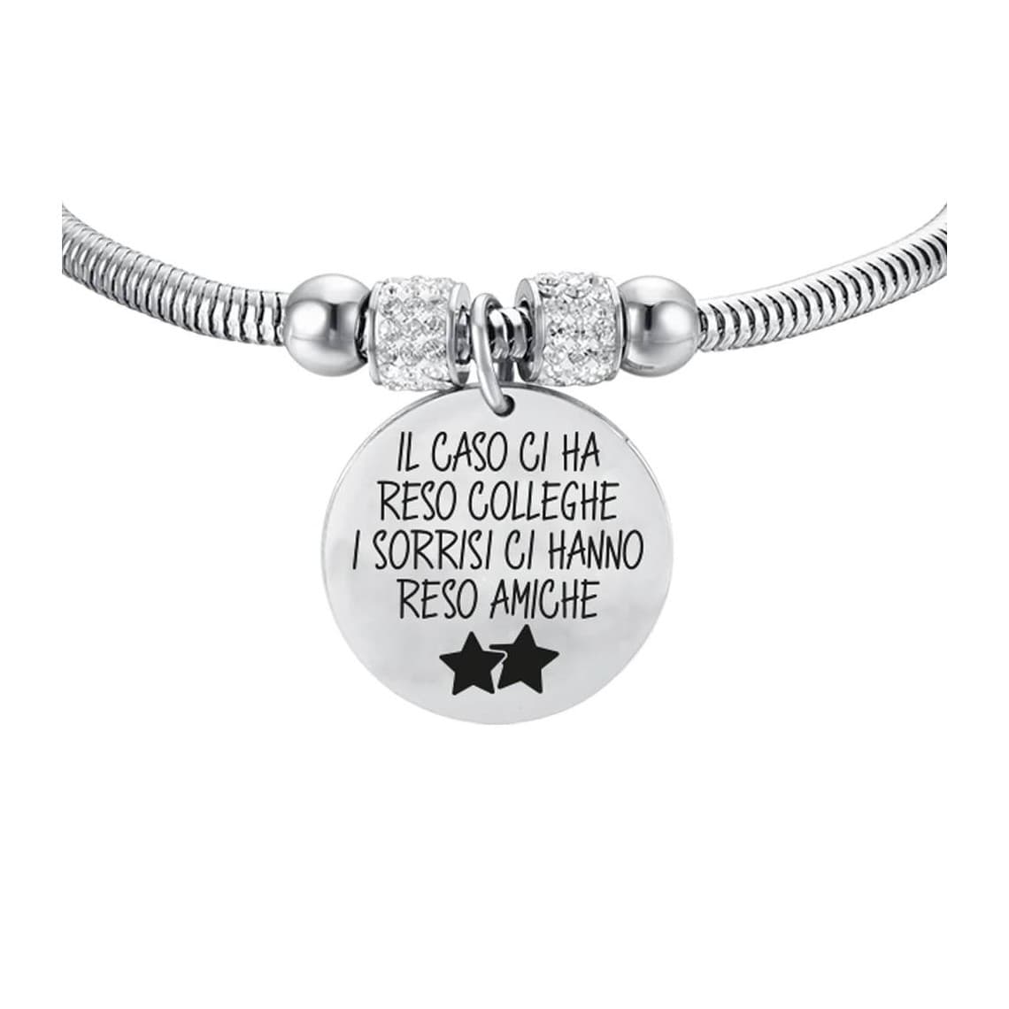 BRACCIALE DONNA IN ACCIAIO IL CASO CI HA RESO COLLEGHE I SORRISI CI HANNO RESO A