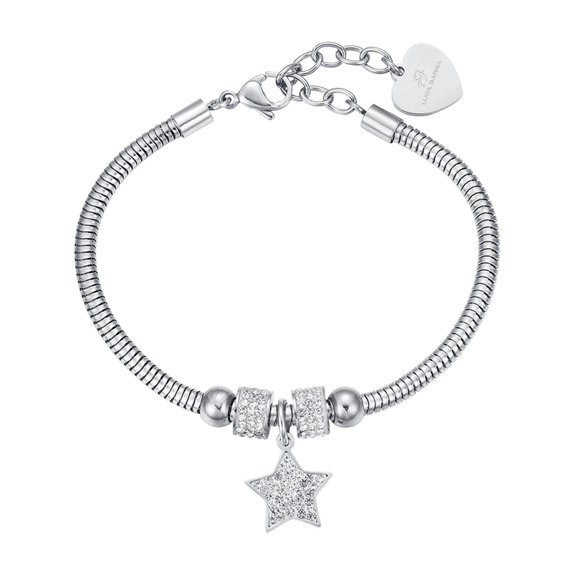 BRACCIALE DONNA IN ACCIAIO STELLA CON CRISTALLI BIANCHI