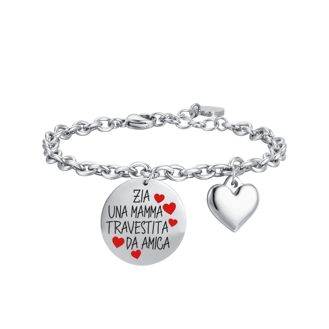 BRACCIALE DONNA IN ACCIAIO ZIA UNA MAMMA TRAVESTITA DA AMICA