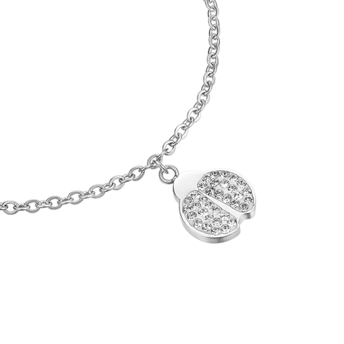 BRACCIALE DONNA IN ACCIAIO CON COCCINELLA E CRISTALLI BIANCHI