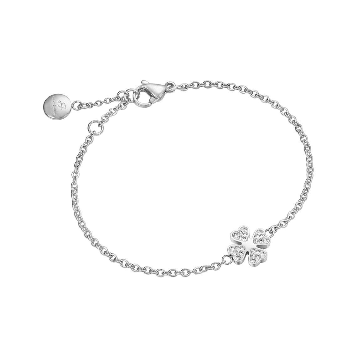 LUCA BARRA BRACCIALE DONNA IN ACCIAIO CON QUADRIFOGLIO E CRISTALLI