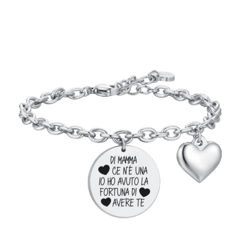LUCA BARRA BRACCIALE DONNA IN ACCIAIO DI MAMMA CE N'E' UNA IO HO AVUTO LA FORTUNA DI AVERE