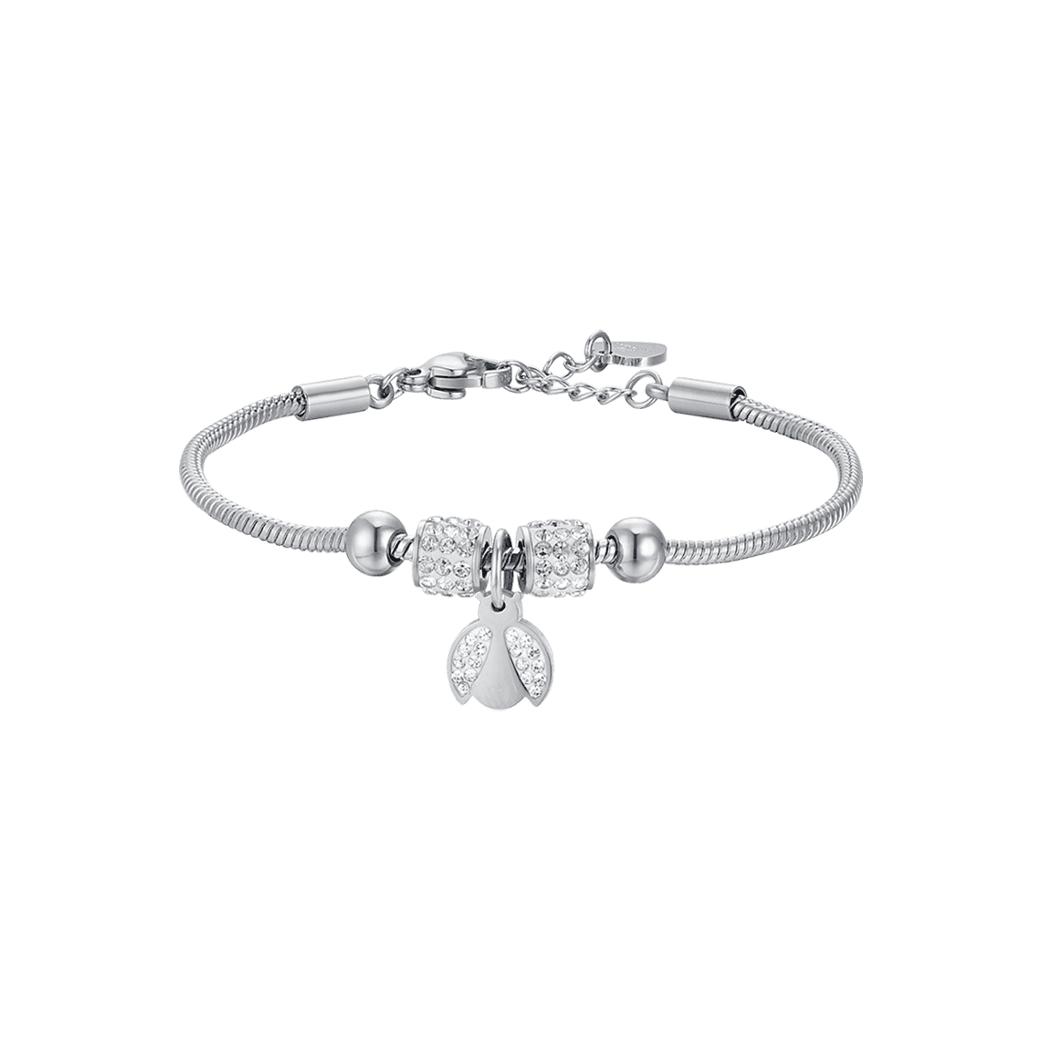 LUCA BARRA BRACCIALE BAMBINA IN ACCIAIO CON COCCINELLA CON CRISTALLI BIANCHI
