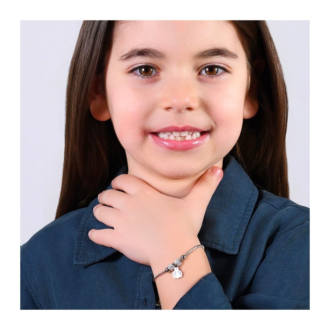 BRACCIALE BAMBINA IN ACCIAIO CON COCCINELLA CON CRISTALLI BIANCHI