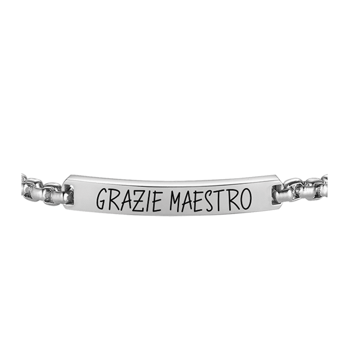 BRACCIALE UOMO IN ACCIAIO GRAZIE MAESTRO CON PIASTRA