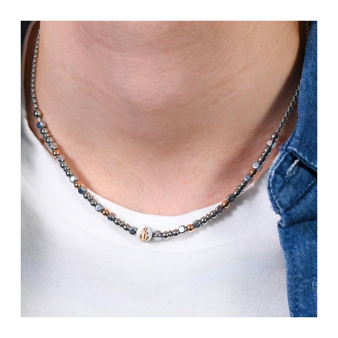 COLLANA UOMO IN ACCIAIO ANCORA IP ROSE GOLD