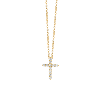 LUCA BARRA COLLANA DONNA IN ACCIAIO IP GOLD CROCE ZIRCONI BIANCHI