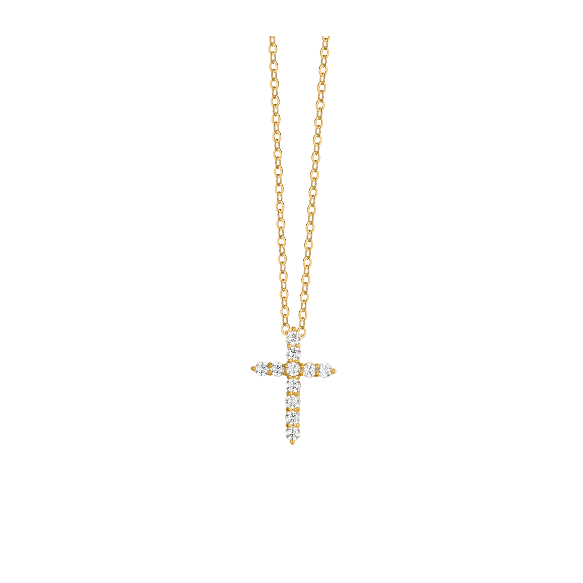 LUCA BARRA COLLANA DONNA IN ACCIAIO IP GOLD CROCE ZIRCONI BIANCHI
