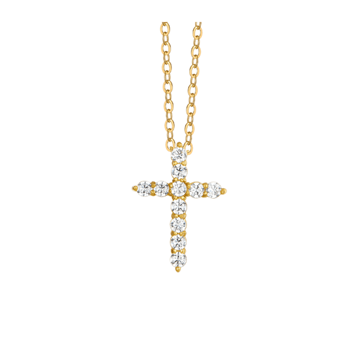 COLLANA DONNA IN ACCIAIO IP GOLD CROCE ZIRCONI BIANCHI