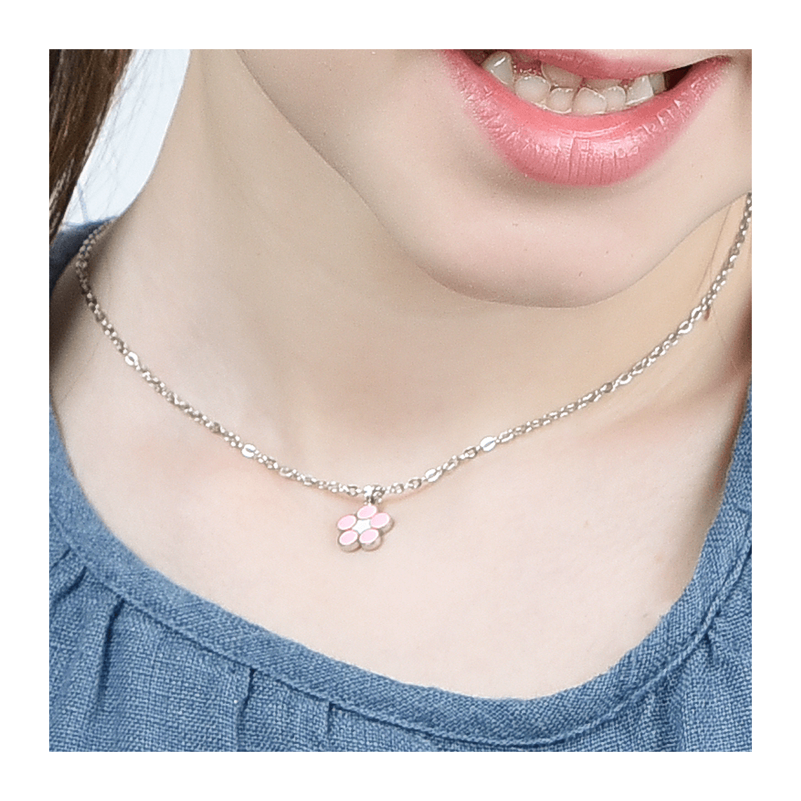 COLLANA BAMBINA IN ACCIAIO CON FIORE