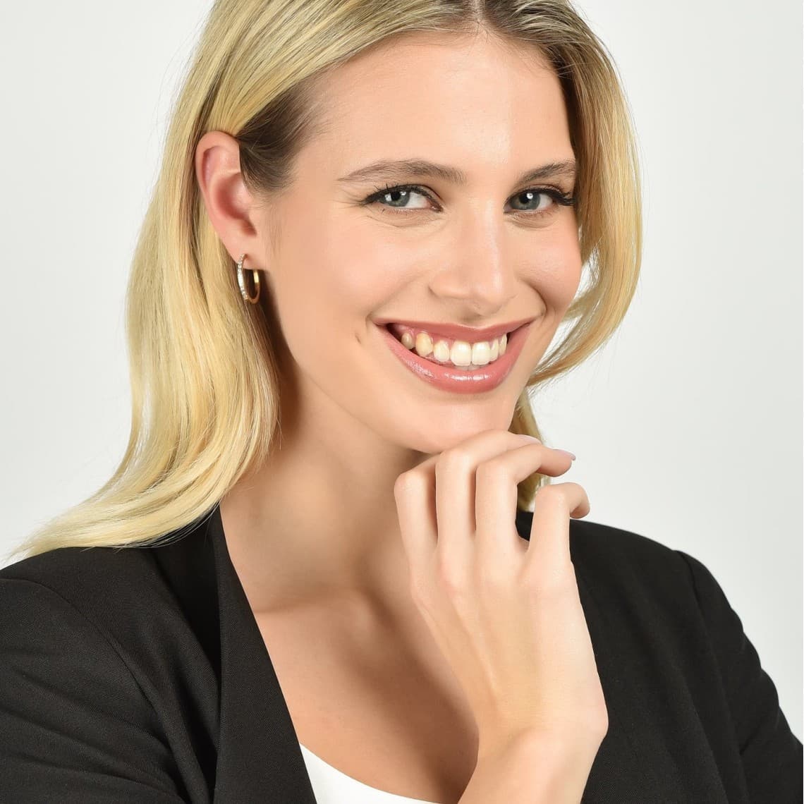 ORECCHINI DONNA IN ACCIAIO IP GOLD CON CRISTALLI BIANCHI
