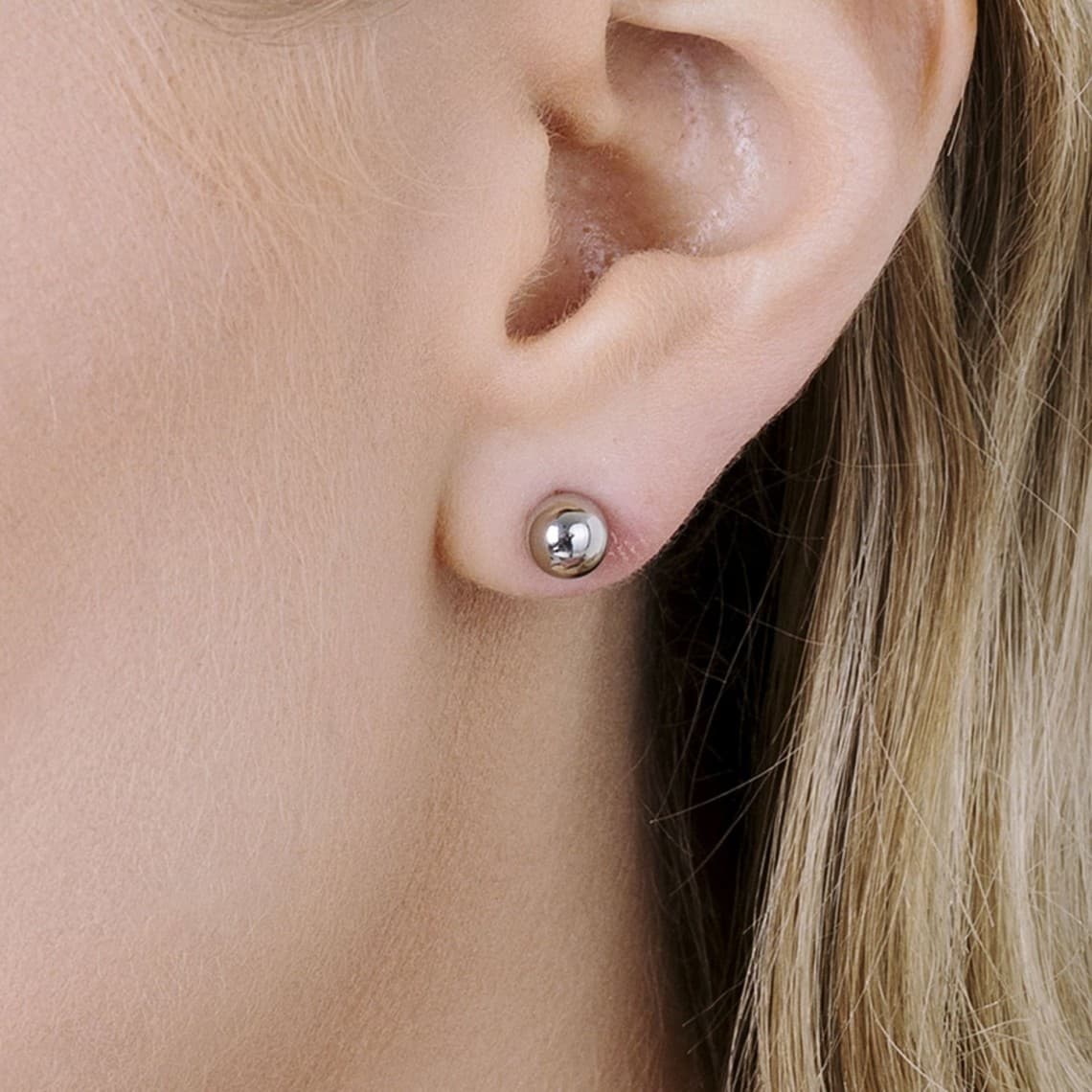 ORECCHINI DONNA IN ACCIAIO CON SFERA - 8MM