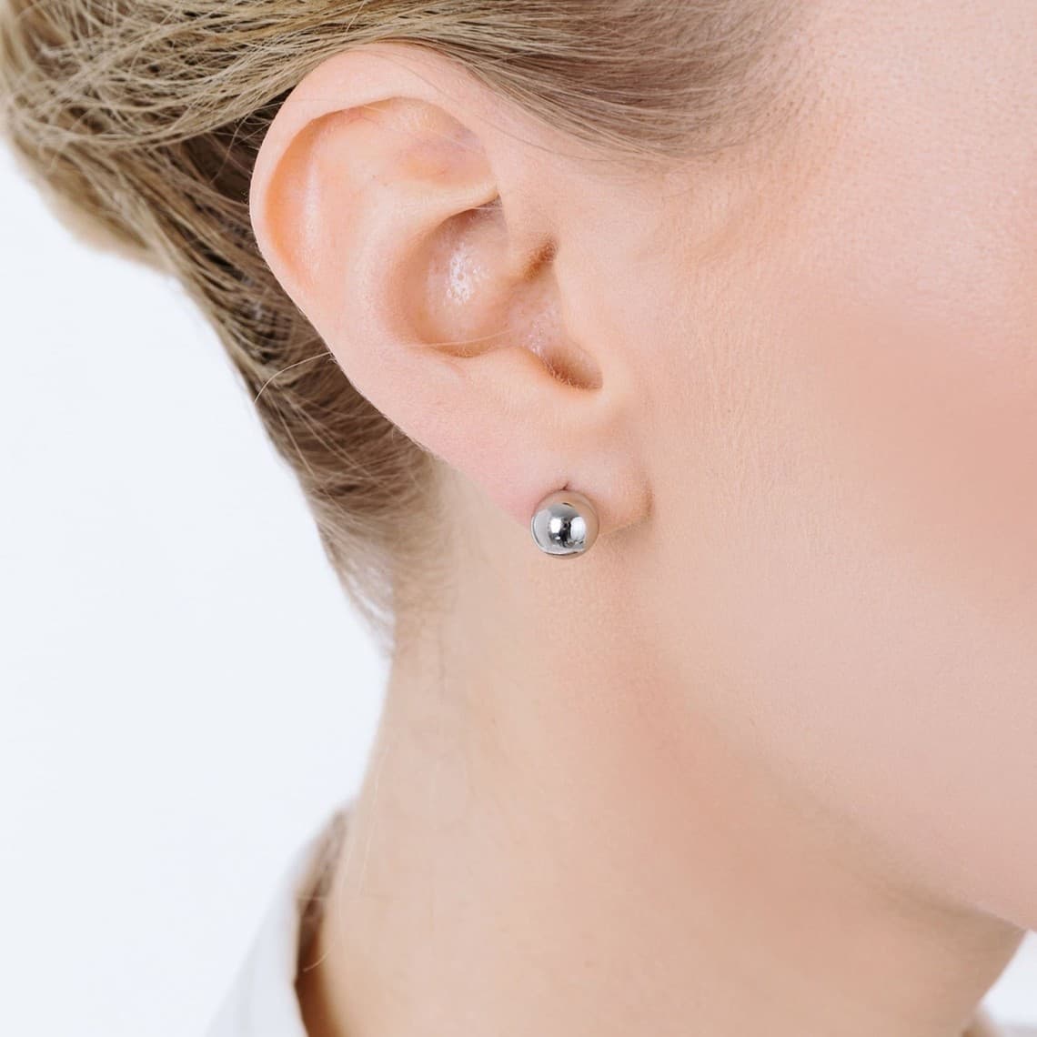 ORECCHINI DONNA IN ACCIAIO CON SFERA - 8MM