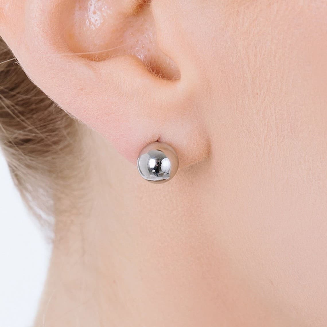 ORECCHINI DONNA IN ACCIAIO CON SFERA - 8MM