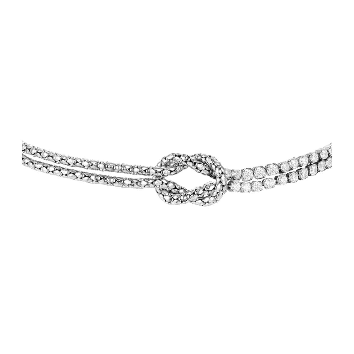Bracciale in acciaio con nodo e zirconi bianchi BK2908