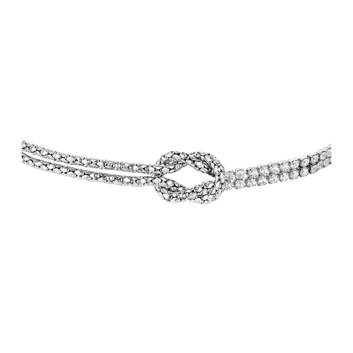Bracciale in acciaio con nodo e zirconi bianchi BA1926