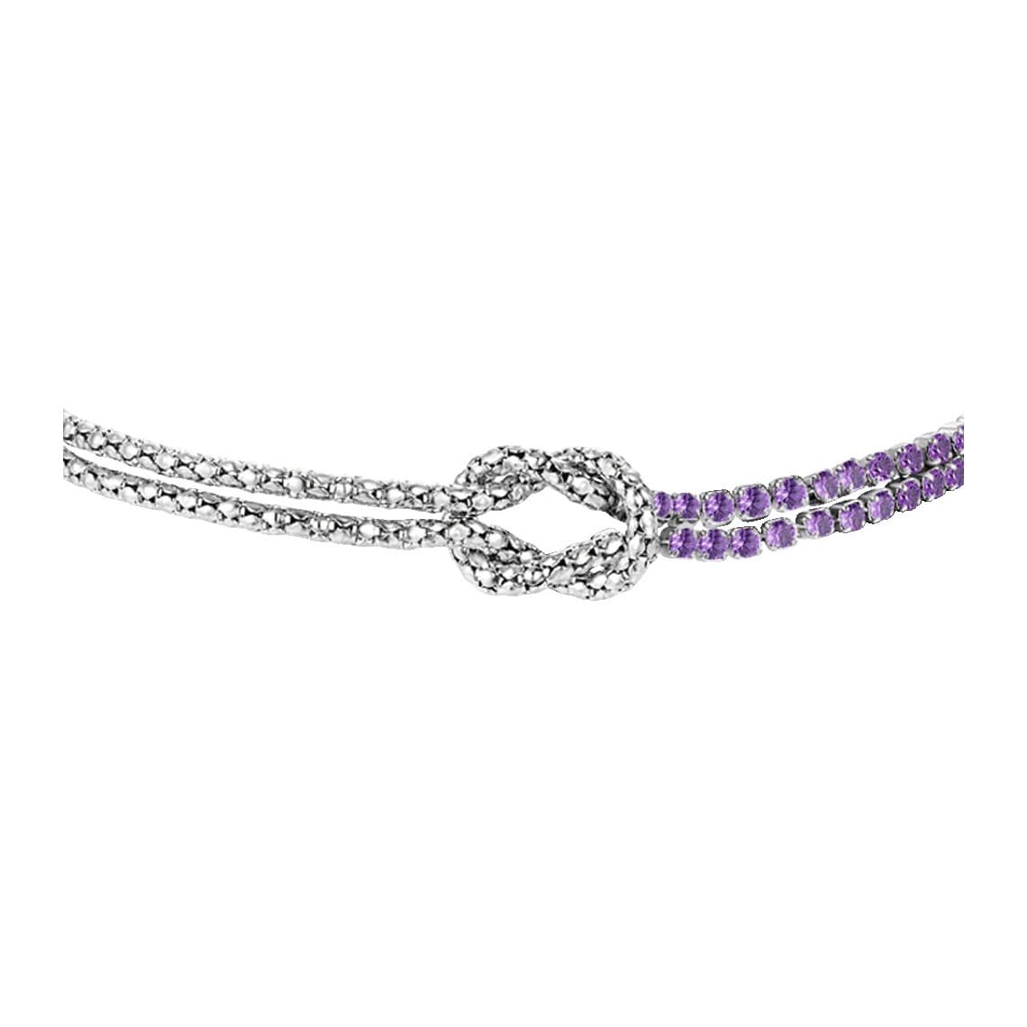 Bracciale in acciaio con nodo e Zirconi Viola BK2912