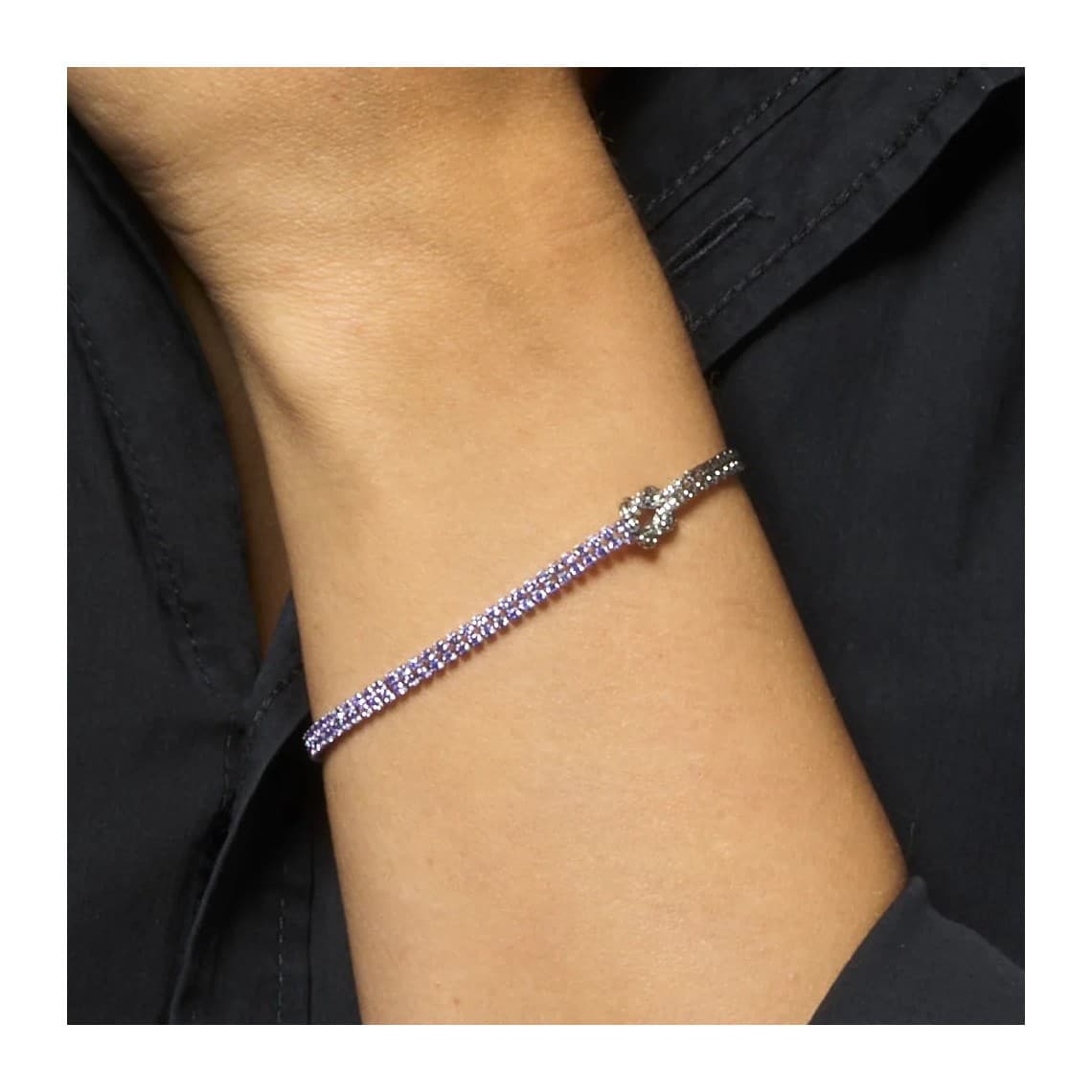 Bracciale in acciaio con nodo e Zirconi Viola BK2912