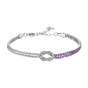 Luca Barra Bracciale in acciaio con nodo e Zirconi Viola BK2912