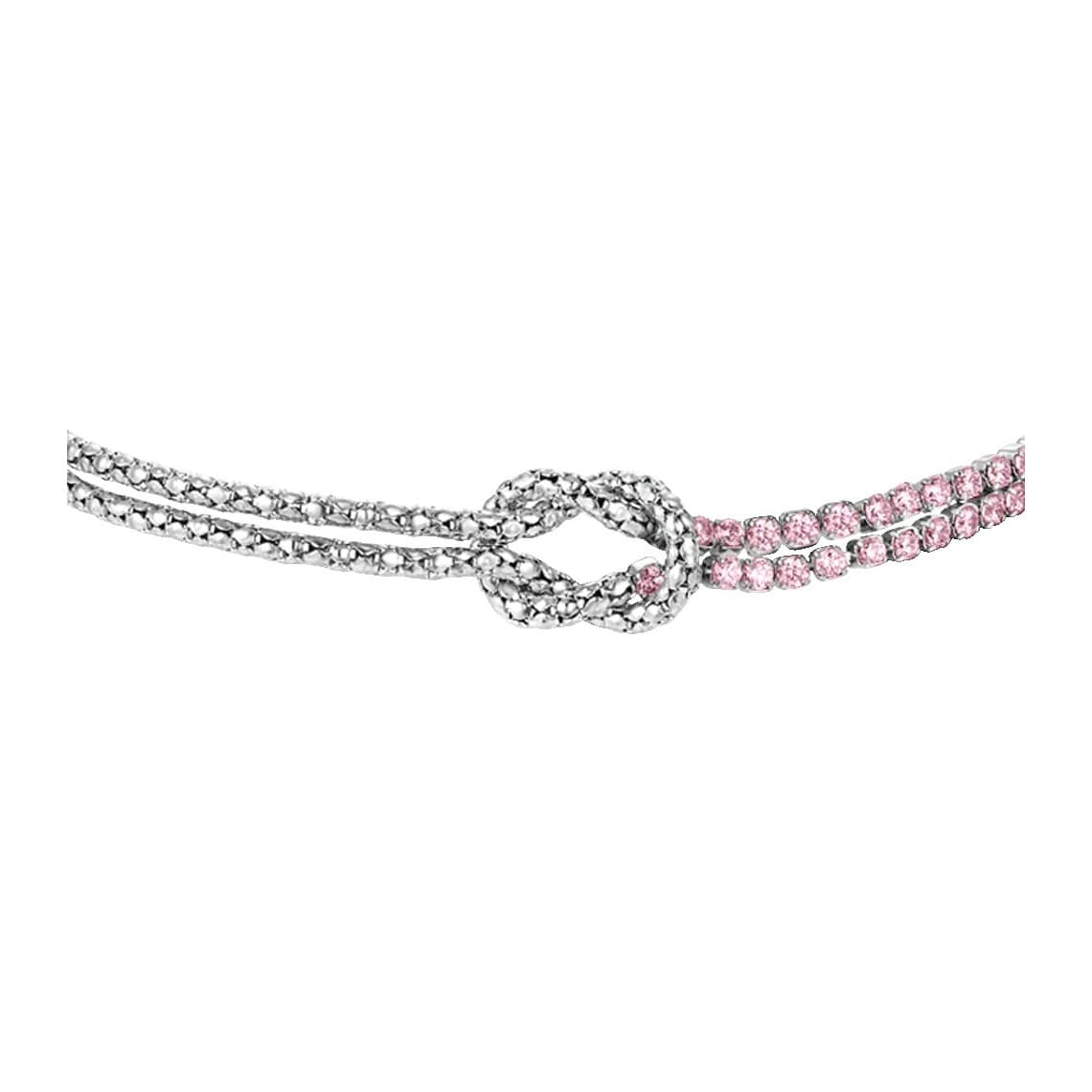 Bracciale in acciaio con nodo e Zirconi Rosa BK2910