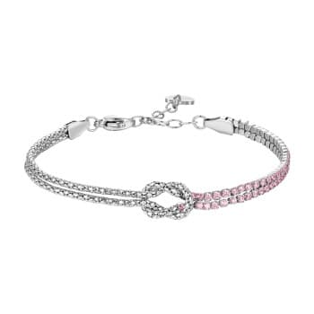Luca Barra Bracciale in acciaio con nodo e Zirconi Rosa BK2910