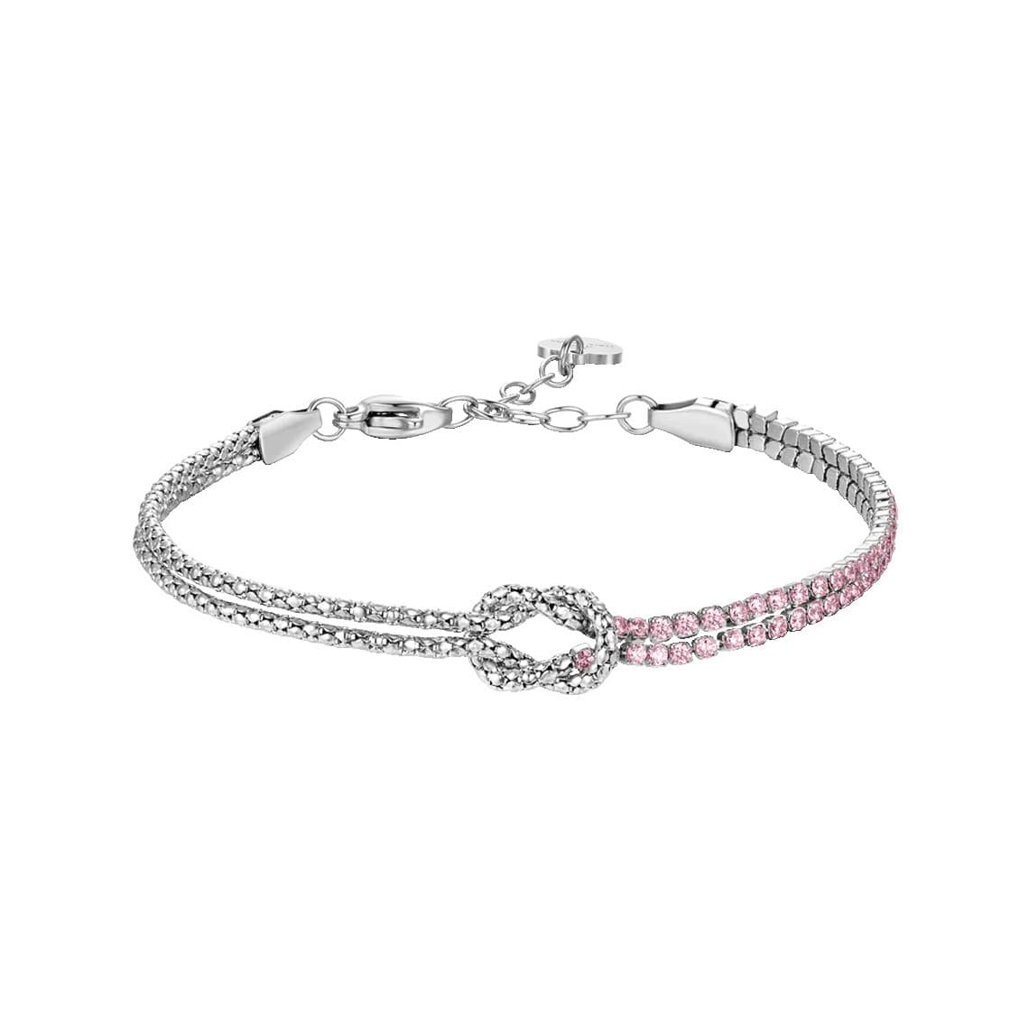 Luca Barra Bracciale in acciaio con nodo e Zirconi Rosa BK2910